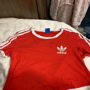 Red adidas crop top